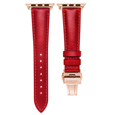 women's crimson red leather band for gold apple watch