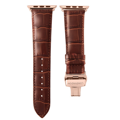 men's mahogany brown leather band for gold apple watch